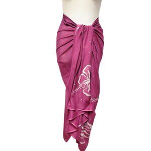 Womens Sarong Cotton Wrap, Handpainted Batik Wrapskirt Beach Pareo Beachwear-NEW